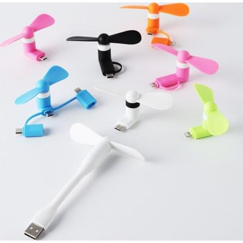 Mini USB Fan Flexible Cooling hand Fan portable Summer Cooler Cool for iphone ipad Android phone 2 in 1 3 in1 Micro Type C