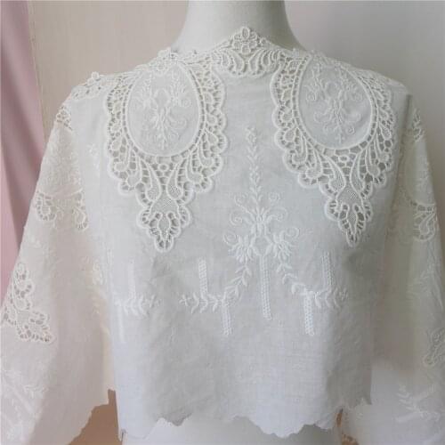 Vintage Embroidery 100% Cotton Lace Fabric In White Hollowed Out Bride Accessories Floral Lace Fabric Trim DIY Sewing Craft