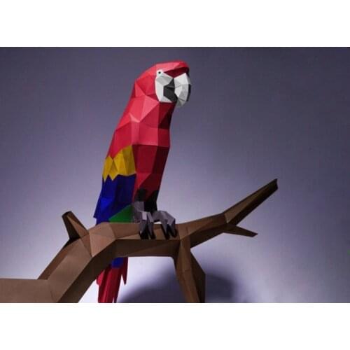 3D Macaw Wall Paper Craft Animal Origami DIY Low Poly Parrot Home Wall Deocr Bird Paper Model Handmade Toys Gifts Party Props