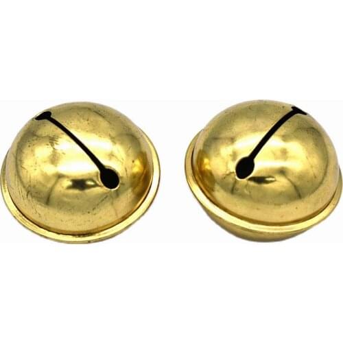 40mm Gold Jingle Bell Charms Christmas Bell Durable Jingle Cross Bells Decoration Ornaments Pendant Bells with Ribbon DIY Craft