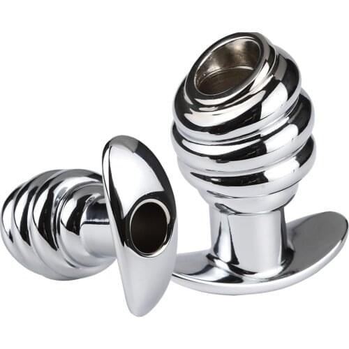 Thread anal beads Metal butt plug douche Enema syringe shower cleaning Hollow Anus vagina Speculum gay Sex Toys For Men Sex Shop