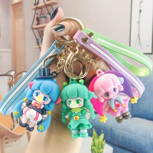 Kawaii Cartoon Girl Keychain PVC Car Key Chain Ring Pendant Girl Backpack Charm Decoration Accessories Gift Stationery Planner