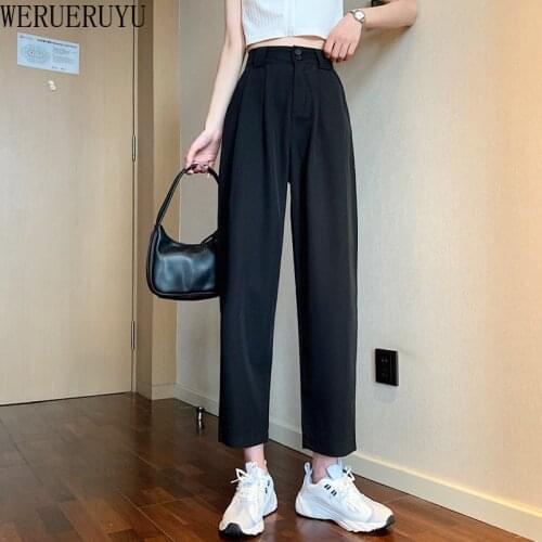 WERUERUYU Harem Pants Ankle-Length 2020 Summer Loose Leisure Black Small Feet Thin Section Straight Suit Pants