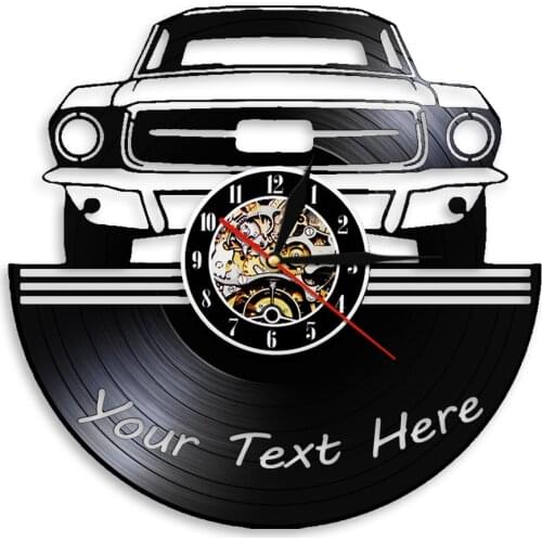 Vintage 90s Vehicle Custom Car Name Number Garage Vinyl Record Wall Clock Retro Car Auto Personalized Text Silent Quartz Clock