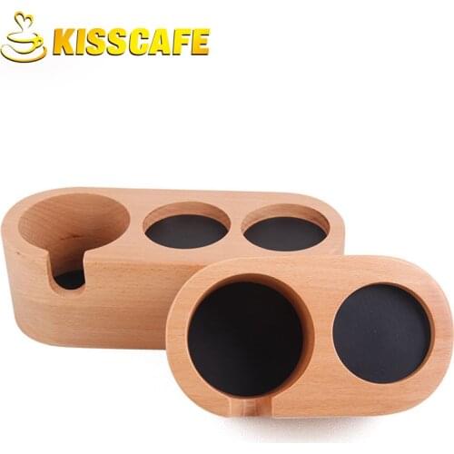 1PC Sturdy wooden Coffee Tamper Holder Tamping Stand 58mm Barista Shelf Mat Espresso Coffee Machine Handle Tools Bracket