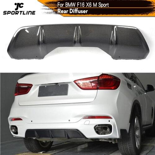 For BMW X6 F16 xDrive35i xDrive50i M Sport Utility 2014 - 2018 Carbon Fiber Rear Bumper Diffuser Lip Spoiler Splitters