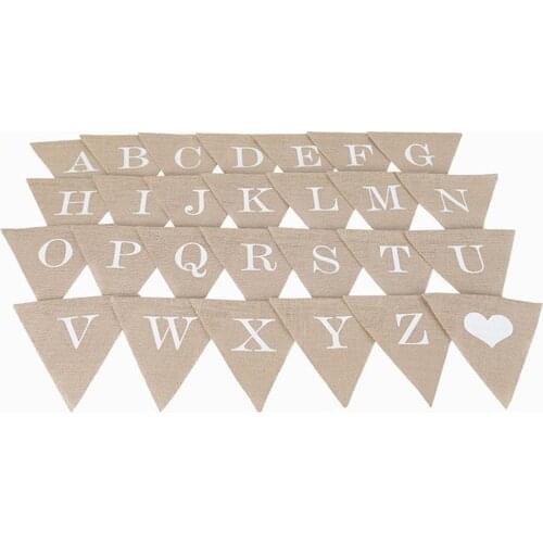 Letter A-Z DIY Jute Burlap Bunting Banner Flags Linen Hanging Flag Home Decors Party Wedding Supplies Baby Shower Favor