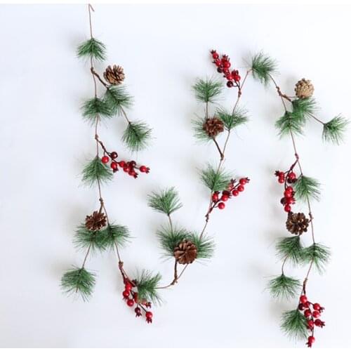 Artificial Red Pearl Stamen Berrie Branch Christmas Berry And Pine Cone Pick DIY Valentines Day Home Floral Deco