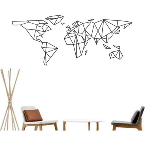 Map of the world vinyl wall decal home decor - Geometric Removable World Map wall sticker