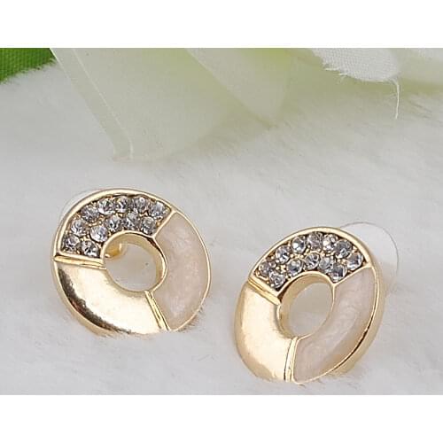 Stud Earrings Korean Version of the Popular Full Costume Jewelry Earrings Round Earring Point Drill Oil Painting