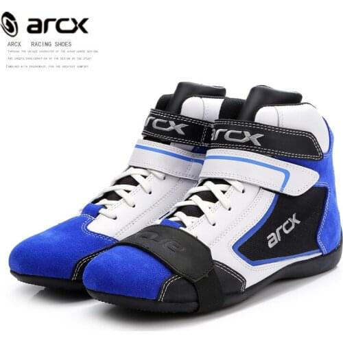 ARCX Leather Motorcycle Boots MotorBike boot Cruiser Touring shoes Ankle Locomotive Shoes Riding Street blue Motorcycle Boot