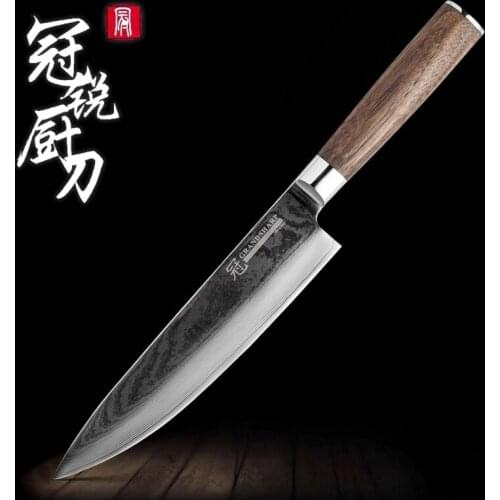 Damascus Kitchen Knives 67 Layers Japanese Damascus Steel Chefs Knife Natural Walnut Environmental Handle Eco friendly Tools