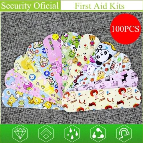 100pcs Waterproof Band Aid Cute Cartoon Breathable Wound Bandages First Hemostasis Adhesive Bandages Kids Children Medical Patch