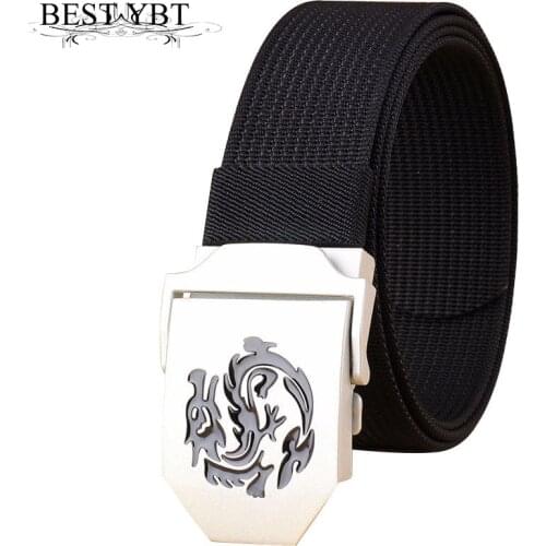 Best YBT Unisex Nylon belt Alloy Chinese dragon pattern Smooth buckle men Nylon belt Special forces tactics casual belt