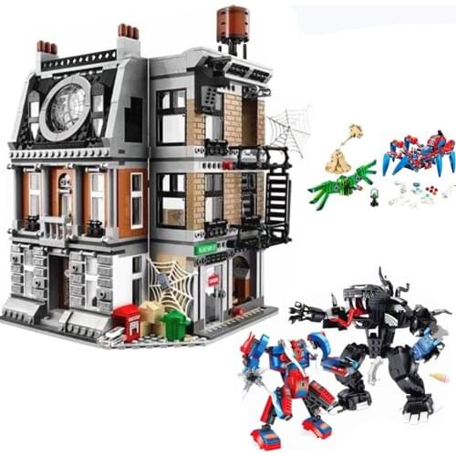 Marvel Avengers Sanctuary Spider Venom Mech Showdown Movie Model Set Building Blocks Sanctuary of Doctor Strange Childrens Toy