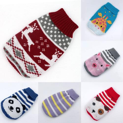 Cute Cartoon Cat Dog Clothes Kitten Coats Jacket Sweater For Small Yorkie Pet Clothing Winter Warm Christmas Crochet Cloth S-4XL