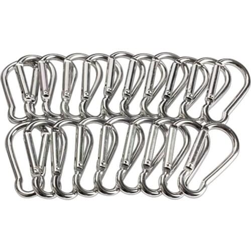 20Pcs Mini Silver Aluminum Spring Carabiner Snap Hook Keychain EDC Survival Outdoor Camping Tools size 45*21*5mm Z65