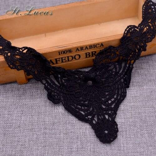 Fashion black Fabric Flower Venise Lace Sewing Applique DIY Craft U-soluble lace collar Ladies clothing decoration accessories