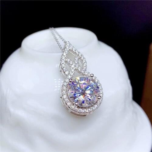 Fashion Crystal Gourd Pendant Necklace Classic Four Claw CZ Round Zircon Necklace Vintage Silver Color Chain Necklaces For Women