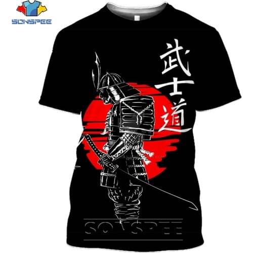 SONSPEE 3D Print Japan Samurai Mens T shirt Casual Streetwear Harajuku Ghost Short Sleeve Hip Hop Japanese Style Tees Top Shirt