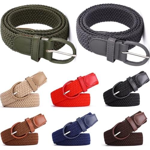 Men Women Classic Pin Buckle Belts Casual Knitted Crochet Woven Waistband Belt BLTRD0009