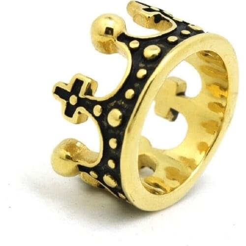 Golden crown ring Men and women vintage stainless steel ring SIZE 7-13