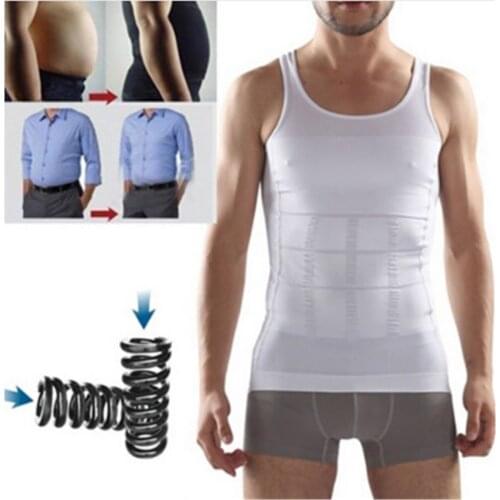 Mens Slimming Body Shaper Tummy Belly Vest Shirt Underwear Compression Abdomen