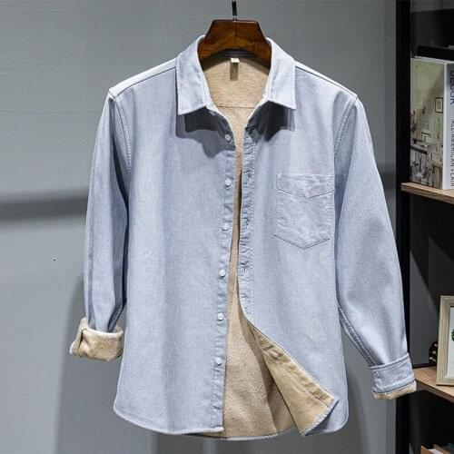 2020 Autumn and winter long-sleeved puls velvet Oxford cotton shirt men brand casual shirts for men thicking shirt mens chemise