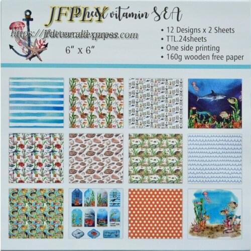 Ocean Series Scrapbooking Paper Pack Craft Paper Art Card Card Making Patterned Paper 6"x 6" 24 Sheets /pack