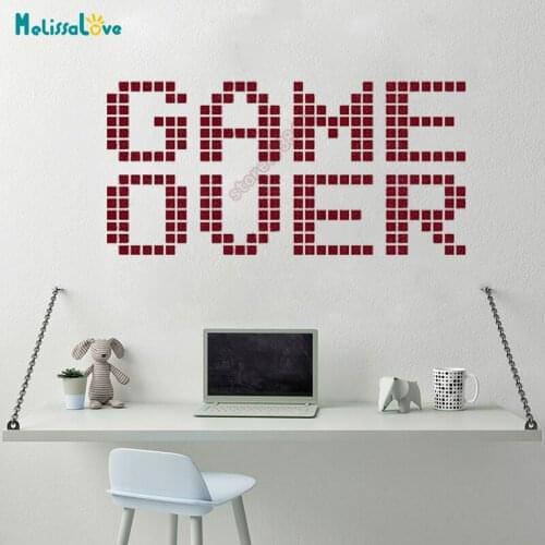 Game Over Square Box Boys Roome Decal Game Lover Bedroom Sticker Window Stickers Removable Vinyl Wall Decor B604