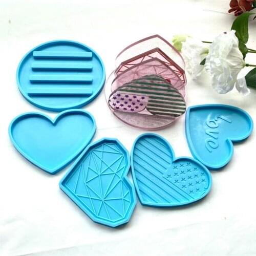 Diy Love Heart Coaster Silicone Molds Coaster Stand Storage Epoxy Resin Molds Handmade Home Table Decor Casting Tools