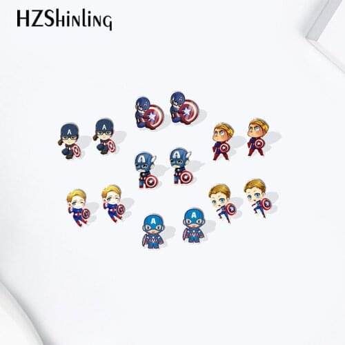 2021 Captain America cartoon Acrylic Stud Earrings Resin Epoxy Ear Jewelry