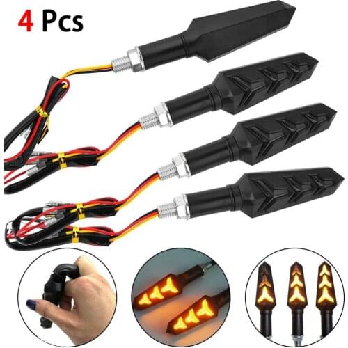 4 PCS LED Motorcycle Turn Signals Light 12 SMD Tail Flasher Flowing Water Blinker IP68 Bendable Motorcycle Flashing Lights