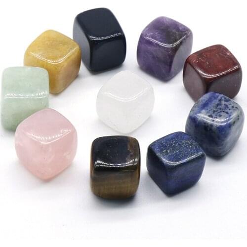 Loose Reiki Seven Chakra Healing Crystal Natural Stone Block Tumbled Irregular Polishing Cubic Quartz Yoga Energy Bead