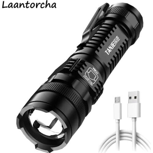 Tactical flashlight Ultra Bright torch PortableUSB Rechargeable Powerful flashlight Outdoor Waterproof Camping Mini Flashlight