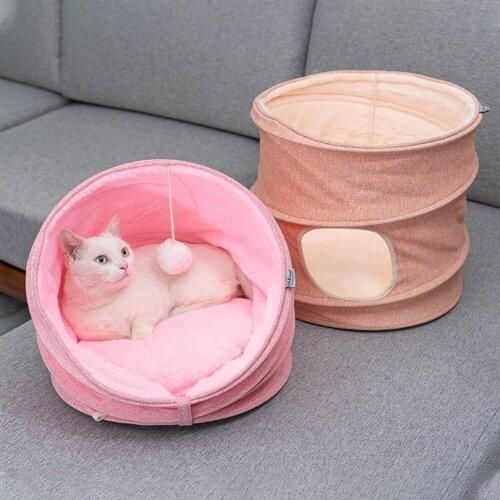 Warm Pet Cat Bed Funny Cat House Semi-Closed For Puppy Kitten Nest Cozy Cave Collapsible In Four Forms Cat House Pet Supplies