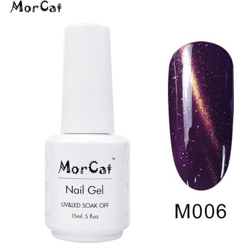 MorCat 15ml Gel Polish UV Cat Eye Gel Nail Polish Varnish Nail Gel Gold Line fashionable French Nail Art UV Lacquer