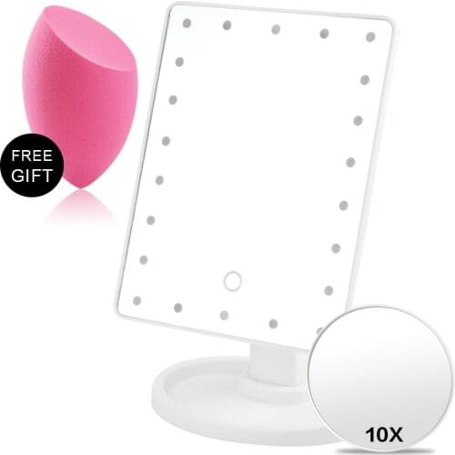 22 Magnifying Makeup Mirror with LED Light Vanity Mirror Flexible Cosmetics lighted Make Up Mirrors USB Or Battery 10x Hand M