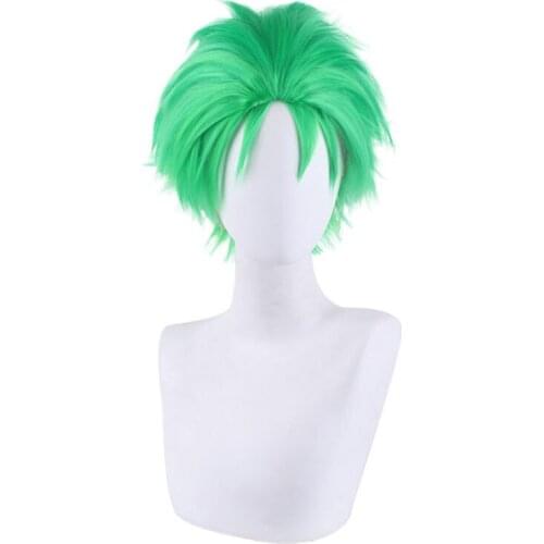 Roronoa Zoro Wig Short Green Color Wig Anime One Piece Cosplay Hair Synthetic Cosplay Wig 30cm