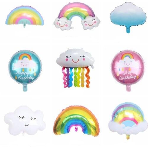 Mood Rainbow White Cloud Aluminum Foil Balloon Birthday Holiday Theme Party Decoration Helium Balloon Baby Shower Kids Toy