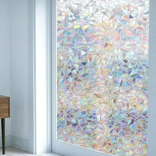 60x300cm No Glue Window Glass Mirror Film Clings Anti-UV 3D Rainbow Sticker Decal for Kitchen Bedroom Living Room Window Decor
