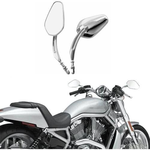 8mm Chrome Motorcycle Aluminum Rearview Wide Sight Mirrors For Harley Dyna Softail Sportster XL 883 1200 2009-2014