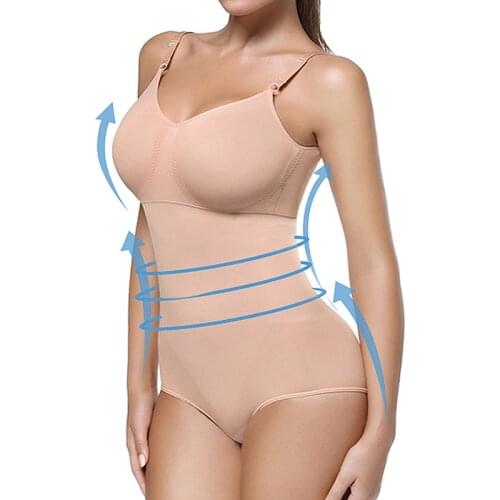 Womens Tummy Control One Piece Bodysuit Shapewear Full Body Shaper Waist Trainer Corsets Slimming Body Briefer