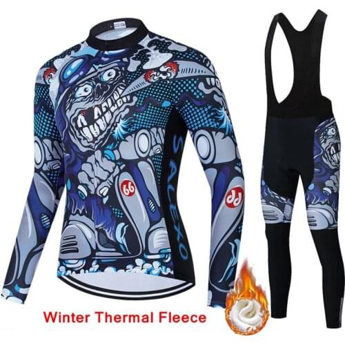 2021 Winter Maillot Ropa Ciclismo Mens Long Sleeve Thermal Fleece Bike Team Cycling Jersey Set MTB Bicycle Clothing Bike Wear