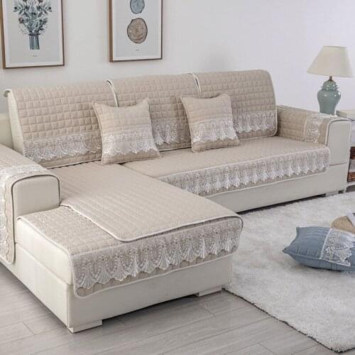 1 piece Plaid Sofa Slipcovers With Lace Four Seasons Furniture Covers for Sectional Sofa High Quality Slip-resistant Sofa Towel