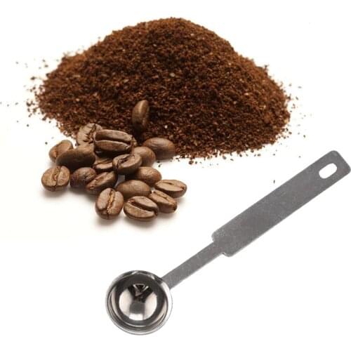 1PCS Coffee or Salt Multifunction Kitchen Supplies Scoop With Clip Stainless Steel Tea Coffee Measuring Cup Coffee Scoop Spoon