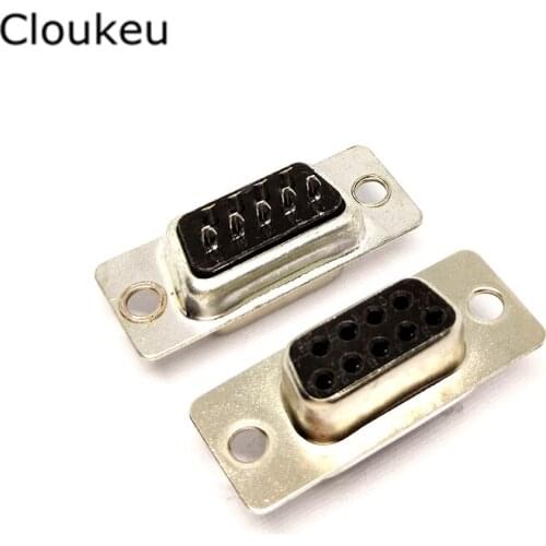 10Pcs Black DB9 Hole Female Welded Connector RS232 serial port DB9 adapter