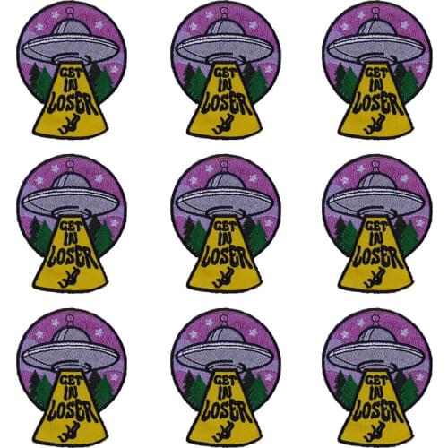 Pulaqi 10PCS UFO Patch Letters Wholesale Patches Iron On Patches For Clothing Space Stripe Wholesale Dropship Custom Patch