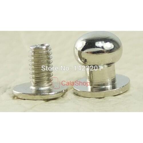 12mm 1/2" 50 sets Head Button Stud Screwback Leather Screw brass spot for Screw Chicago nail Nickel