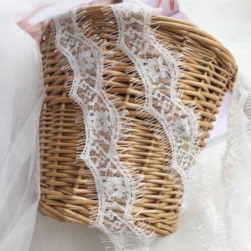2Pcs/lot(1pcs about 3meters) 5cm wide white narrow eyelash lace lace DIY wedding shawl veil headdress lace AC463